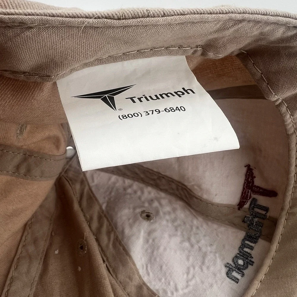 Triumph Motorcycles Aircraft Window Experts Tan Adjustable Strapback Hat